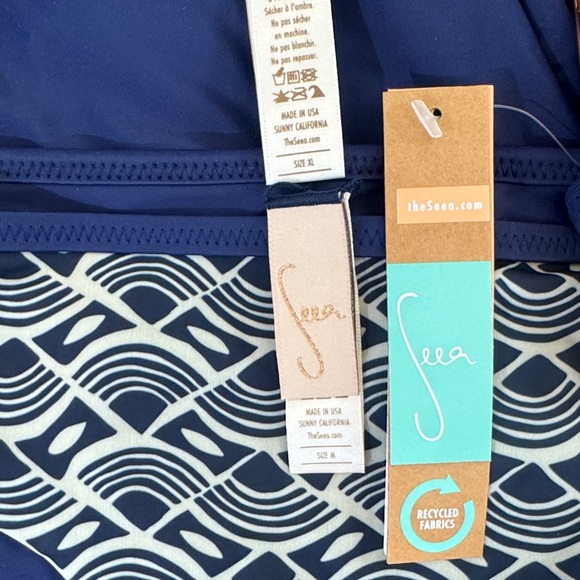 Seea Navy and Cream Wave Bikini - Picture 3 of 4